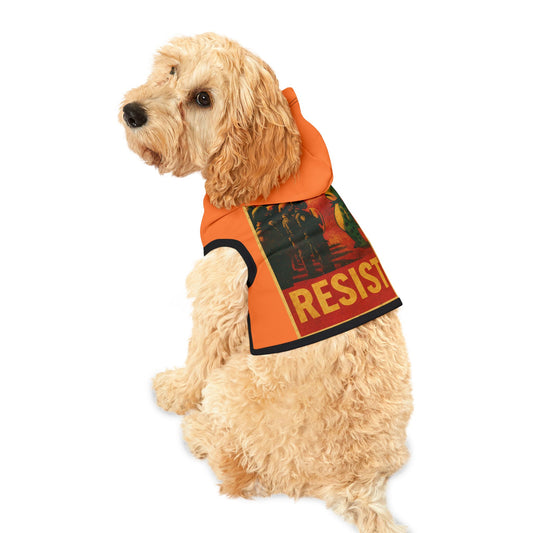 Resist Portland Frog Orange Pet Hoodie — Vintage Propaganda Style