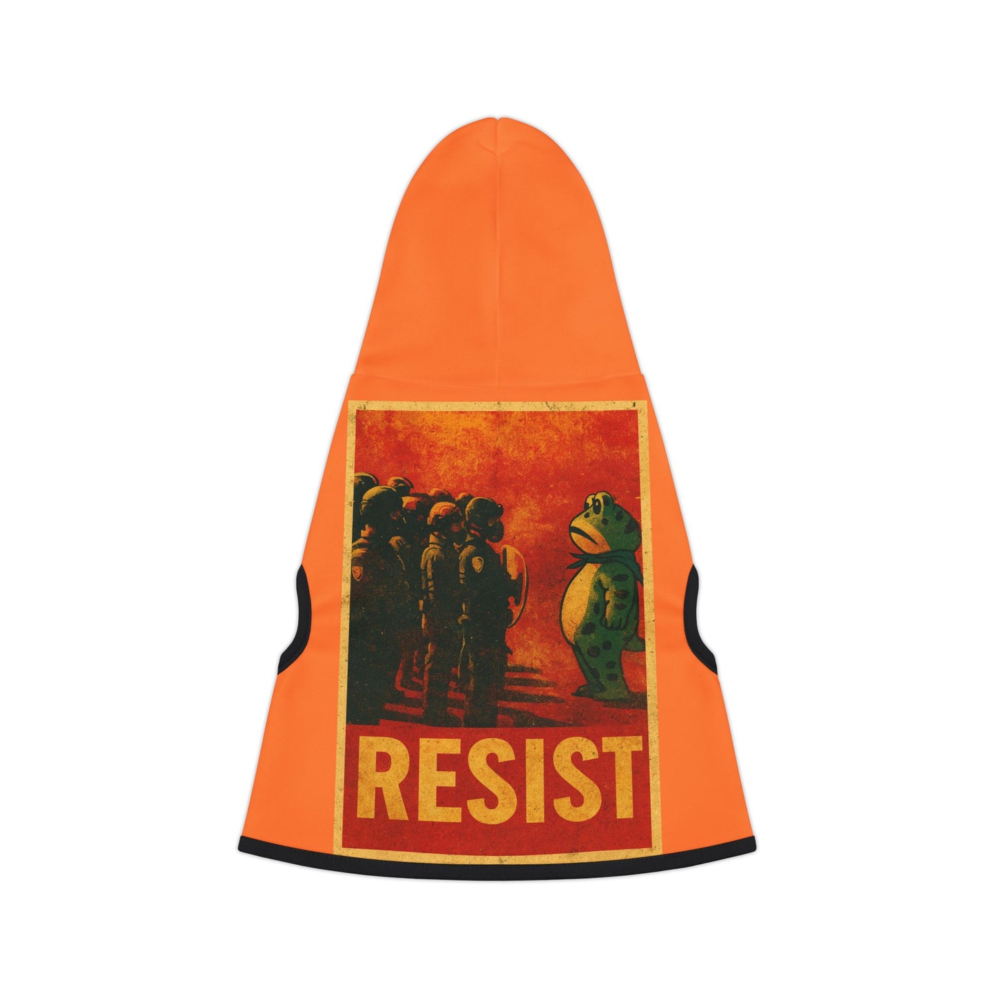 Resist Portland Frog Orange Pet Hoodie — Vintage Propaganda Style