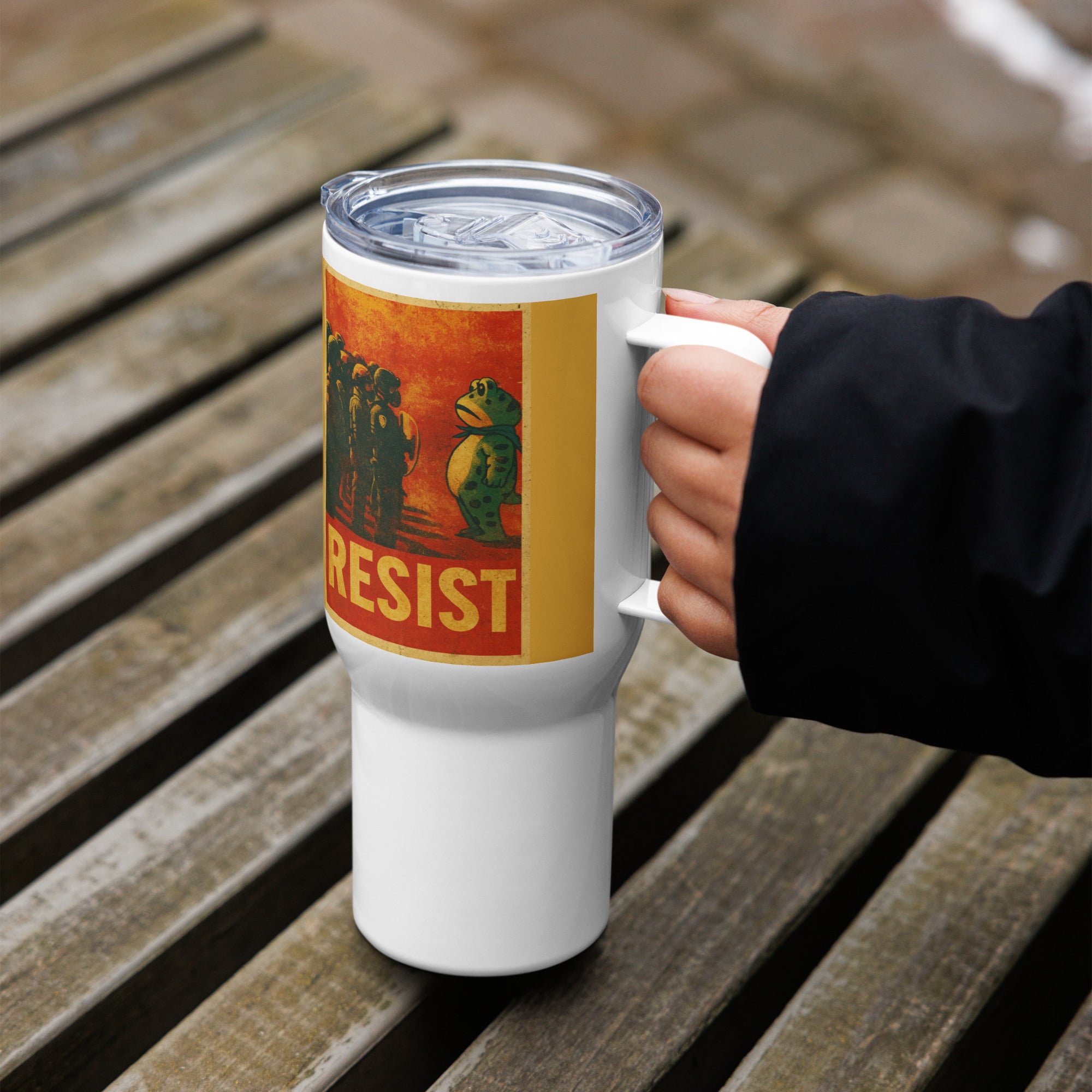 Portland Frog Resist Travel Mug with a Handle – Blue Stuff Store